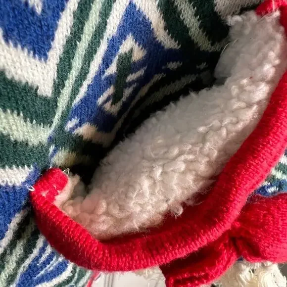 MATILDA JANE Hooded Fringe Poncho Boho Fair Isle Knit Cape Big Girl Size 14 - Picture 11 of 16